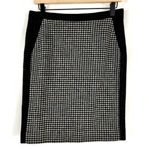 J. Crew Womens‎ Skirt Sz 2 The Pencil Skirt Wool Blend Lined Black Houndstooth